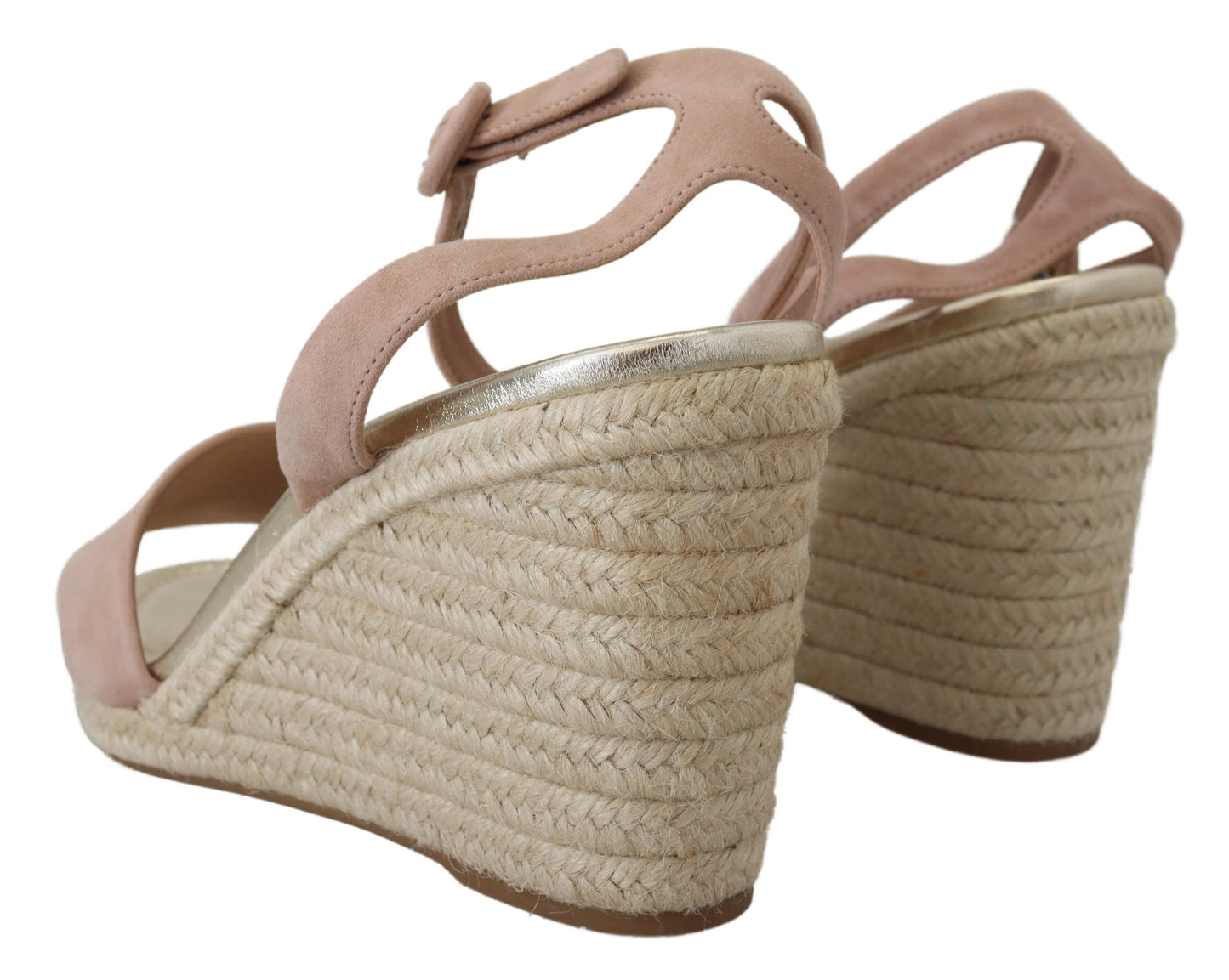 Sandalias de tacón con tira al tobillo de ante rosa Prada
