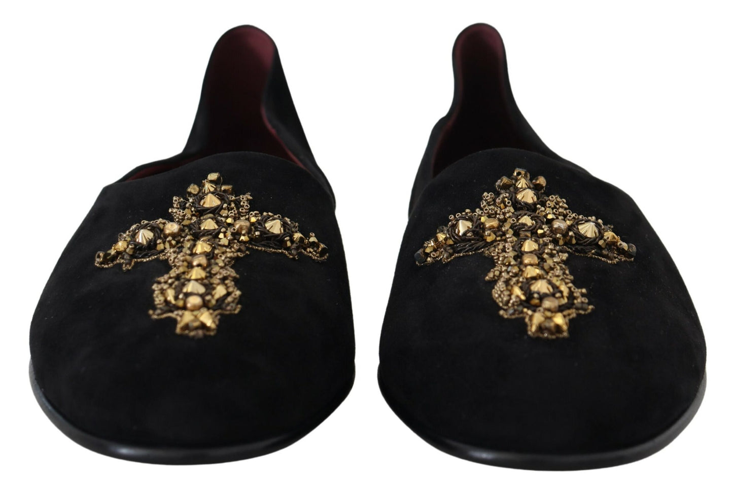 Zapatos mocasines sin cordones Dolce & Gabbana de ante negro con cruz dorada