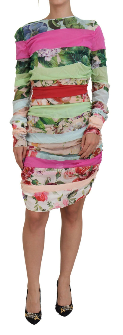 Vestido de tubo ceñido Dolce & Gabbana de seda multicolor con estampado floral