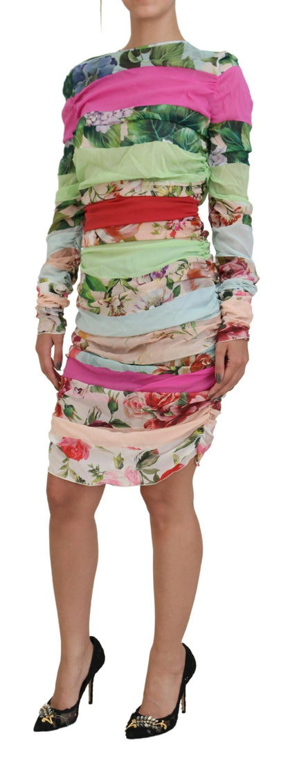 Vestido de tubo ceñido Dolce & Gabbana de seda multicolor con estampado floral