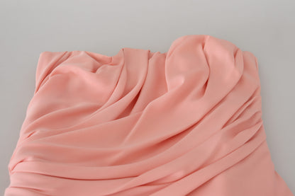 Vestido Tubo Elástico de Seda Rosa Sin Tirantes Dolce & Gabbana