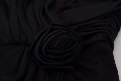 Vestido de lana Dolce & Gabbana negro, estilo tubo, cruzado y con un solo hombro