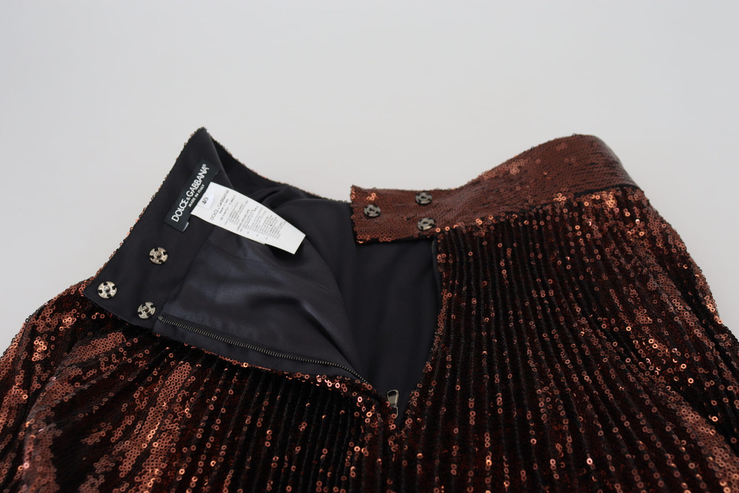Falda larga Dolce & Gabbana de talle alto línea A de lentejuelas bronce
