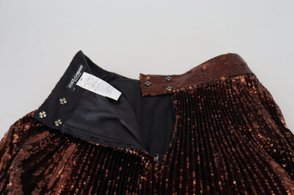 Falda larga Dolce & Gabbana de talle alto línea A de lentejuelas bronce