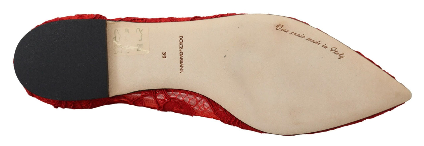 Zapatos planos mocasines Dolce & Gabbana de cristal rojo Taormina