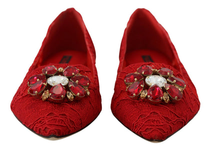 Zapatos planos mocasines Dolce & Gabbana de cristal rojo Taormina