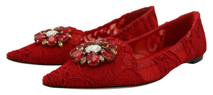 Zapatos planos mocasines Dolce & Gabbana de cristal rojo Taormina