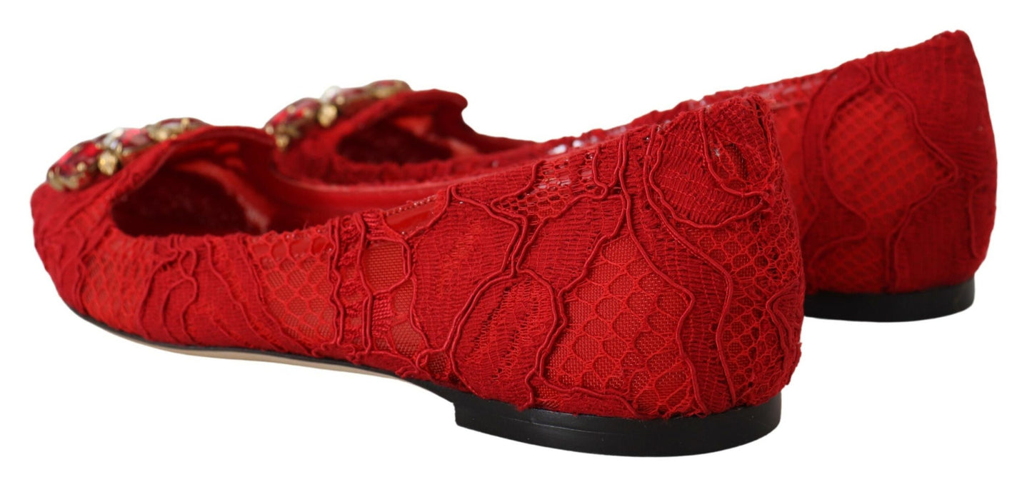 Zapatos planos mocasines Dolce & Gabbana de cristal rojo Taormina