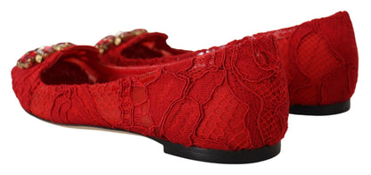 Zapatos planos mocasines Dolce & Gabbana de cristal rojo Taormina