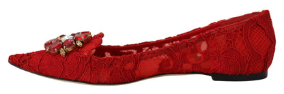 Zapatos planos mocasines Dolce & Gabbana de cristal rojo Taormina
