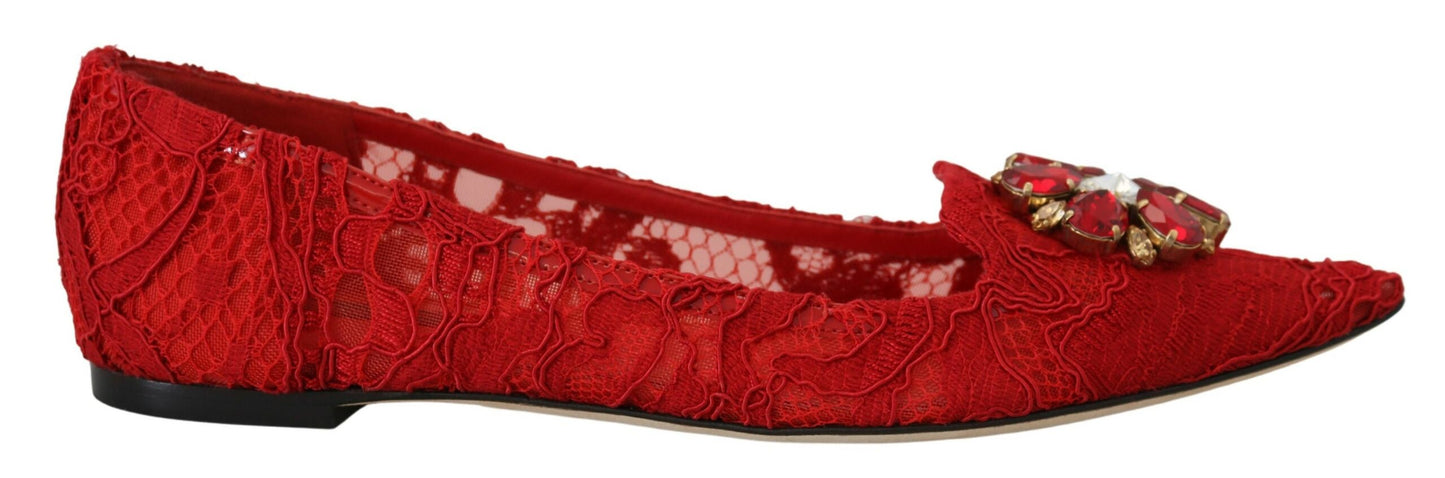 Zapatos planos mocasines Dolce & Gabbana de cristal rojo Taormina