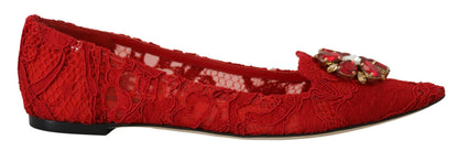 Zapatos planos mocasines Dolce & Gabbana de cristal rojo Taormina
