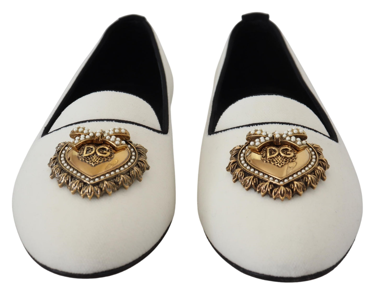 Dolce & Gabbana Zapatos Planos Mocasines de Terciopelo Blanco