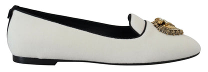 Dolce & Gabbana Zapatos Planos Mocasines de Terciopelo Blanco