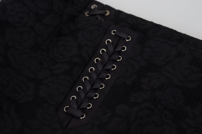 Minifalda lápiz negra de brocado por encima de la rodilla de Dolce & Gabbana