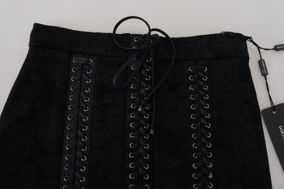Minifalda lápiz negra de brocado por encima de la rodilla de Dolce & Gabbana