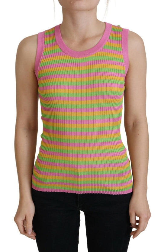 Top de tirantes sin mangas de seda multicolor Dolce & Gabbana