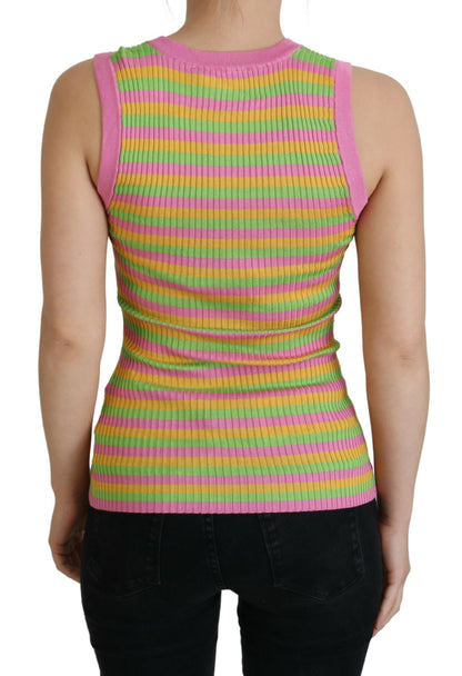 Top de tirantes sin mangas de seda multicolor Dolce & Gabbana