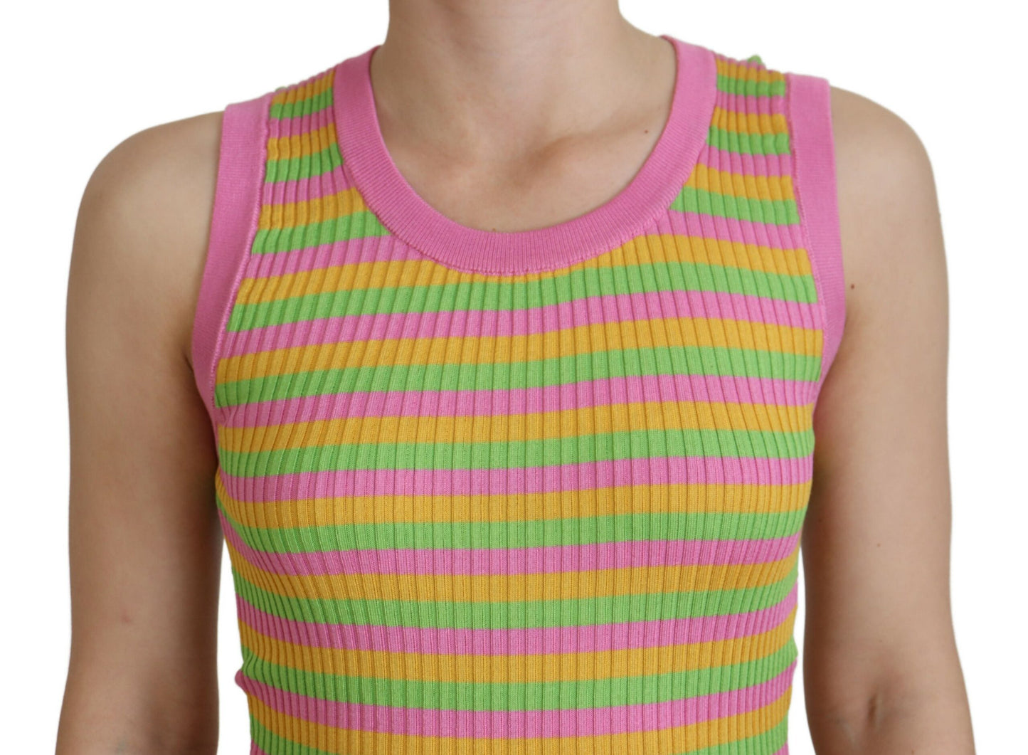 Top de tirantes sin mangas de seda multicolor Dolce & Gabbana