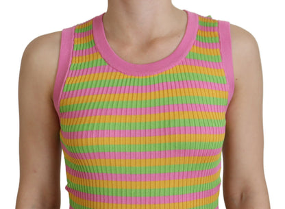 Top de tirantes sin mangas de seda multicolor Dolce & Gabbana