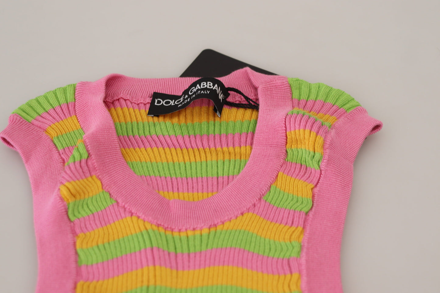 Top de tirantes sin mangas de seda multicolor Dolce & Gabbana