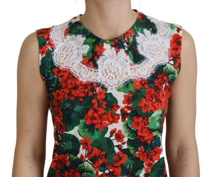 Top tipo chaleco de lana y encaje floral blanco de Dolce & Gabbana
