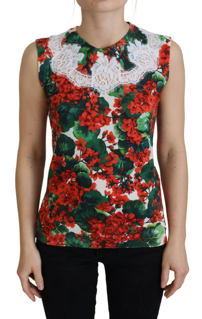 Top tipo chaleco de lana y encaje floral blanco de Dolce & Gabbana