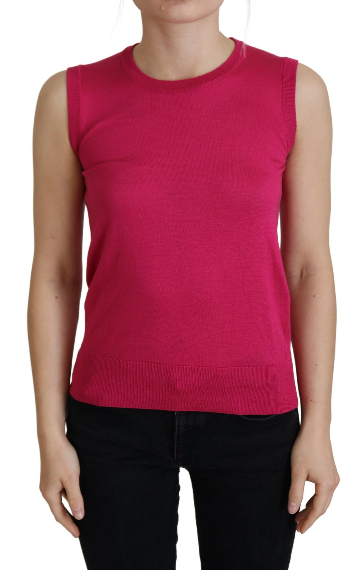 Chaleco de seda rosa Dolce & Gabbana sin mangas con cuello redondo