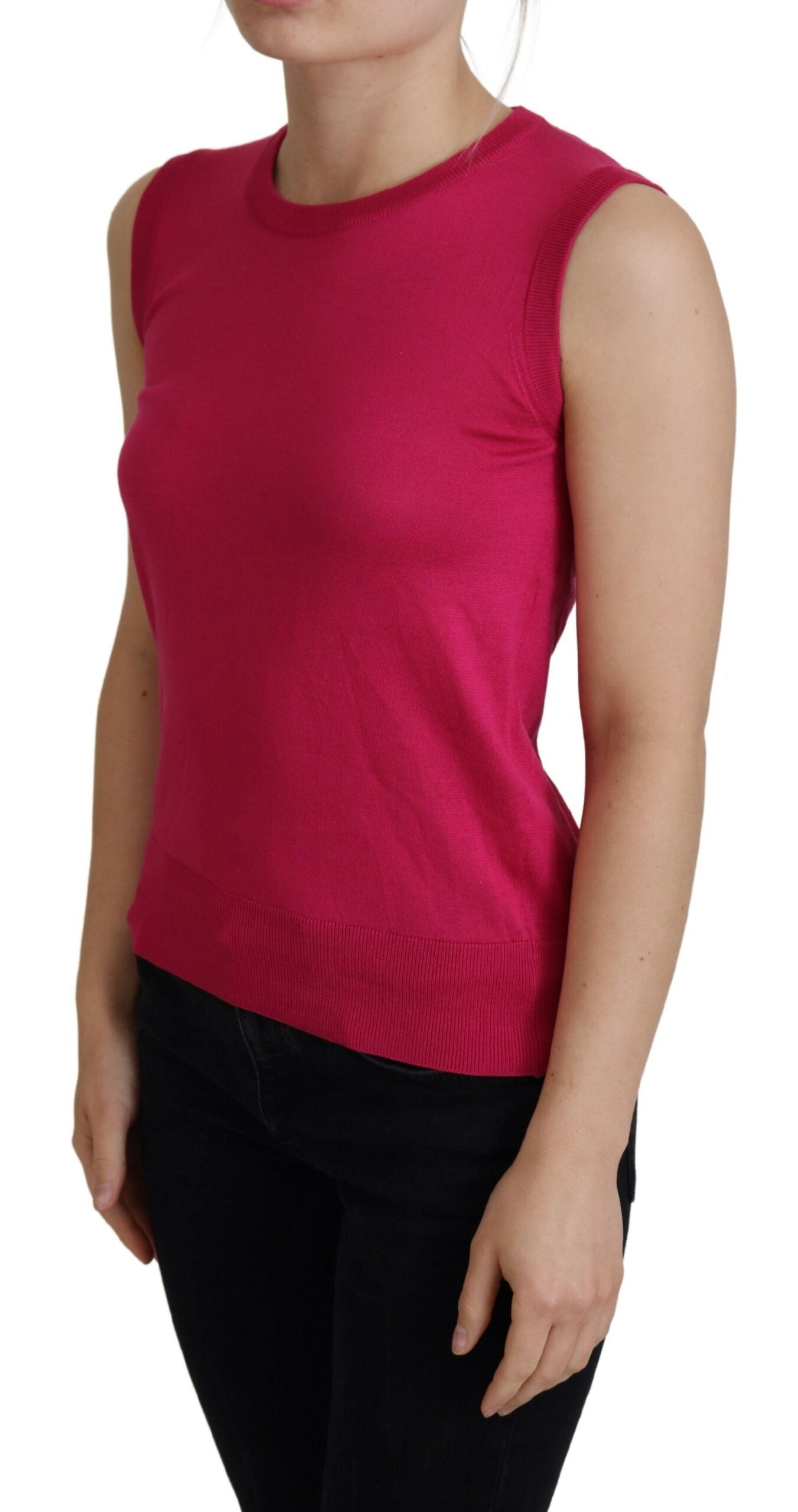 Chaleco de seda rosa Dolce & Gabbana sin mangas con cuello redondo