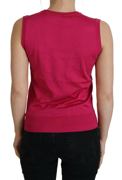 Chaleco de seda rosa Dolce & Gabbana sin mangas con cuello redondo