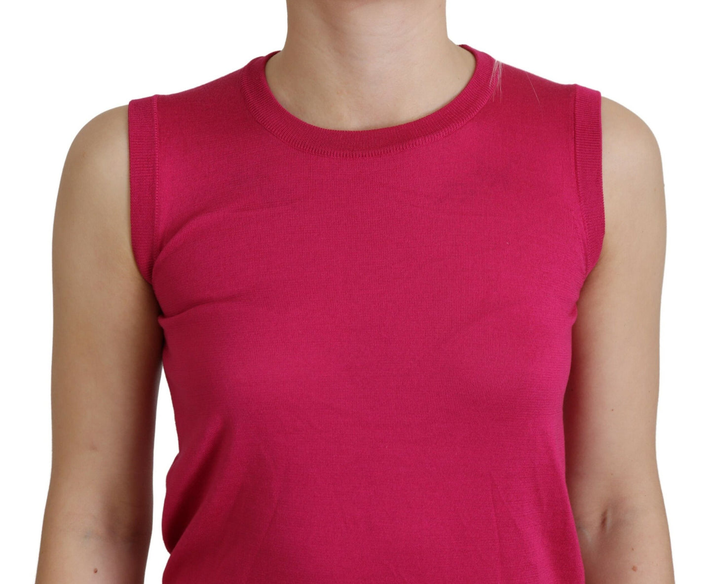 Chaleco de seda rosa Dolce & Gabbana sin mangas con cuello redondo