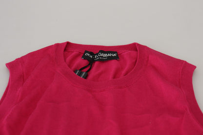 Chaleco de seda rosa Dolce & Gabbana sin mangas con cuello redondo