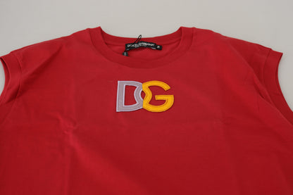 Camiseta sin mangas de algodón rojo con logo DG de Dolce & Gabbana