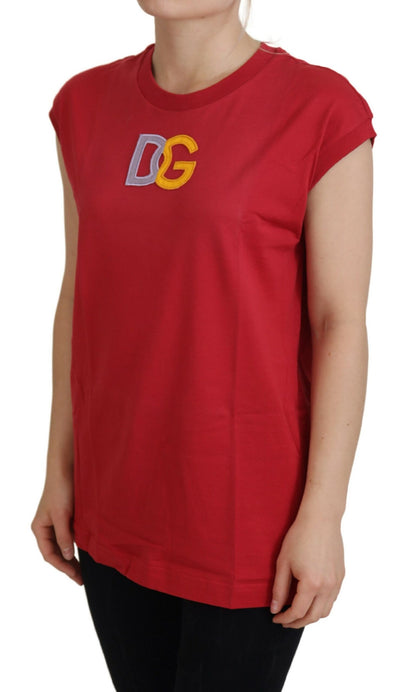 Camiseta sin mangas de algodón rojo con logo DG de Dolce & Gabbana