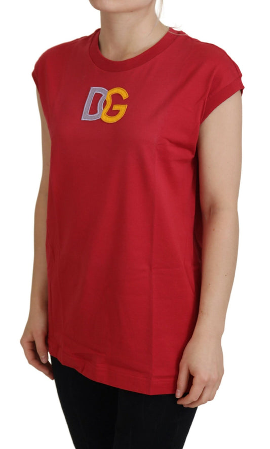 Camiseta sin mangas de algodón rojo con logo DG de Dolce & Gabbana