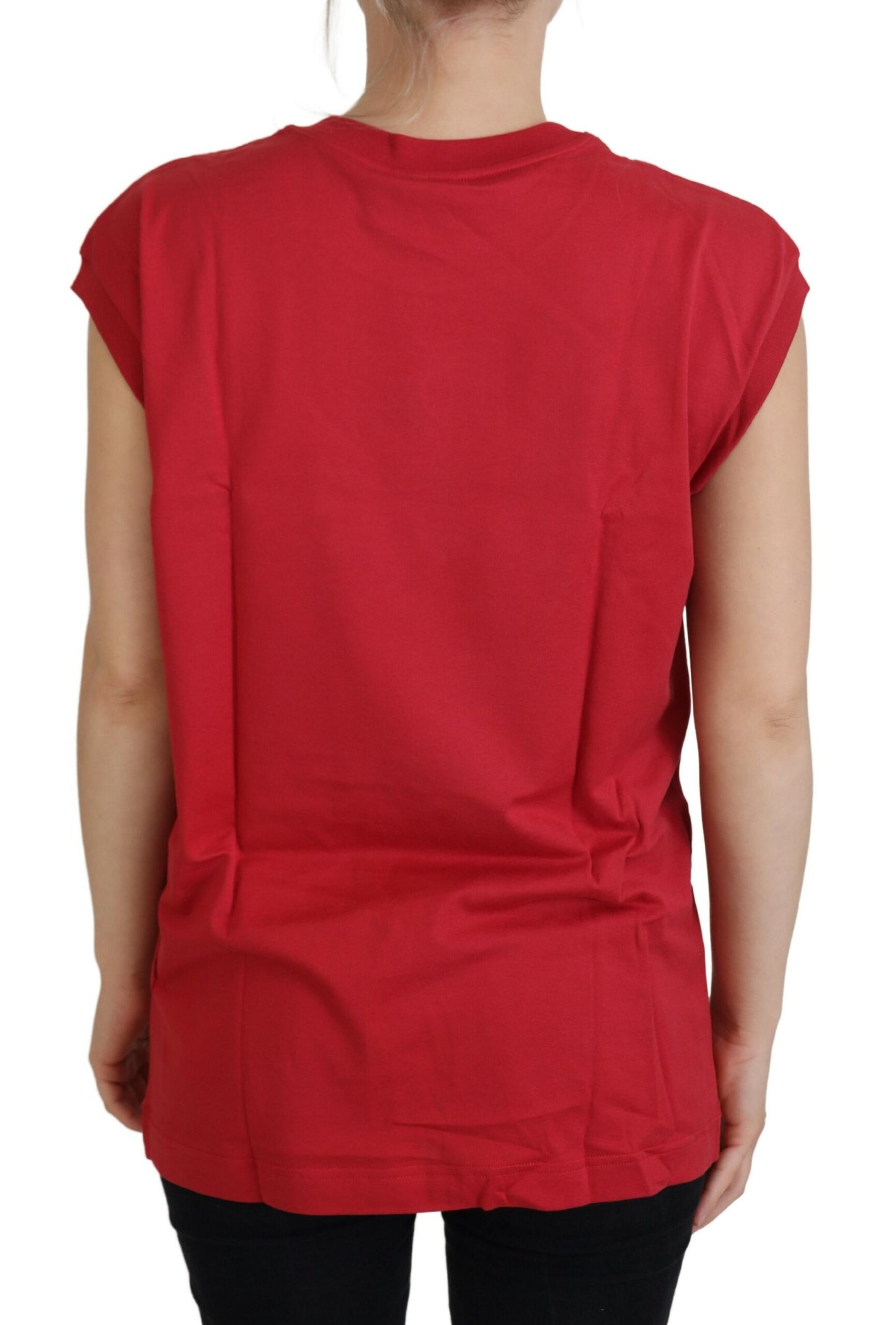 Camiseta sin mangas de algodón rojo con logo DG de Dolce & Gabbana