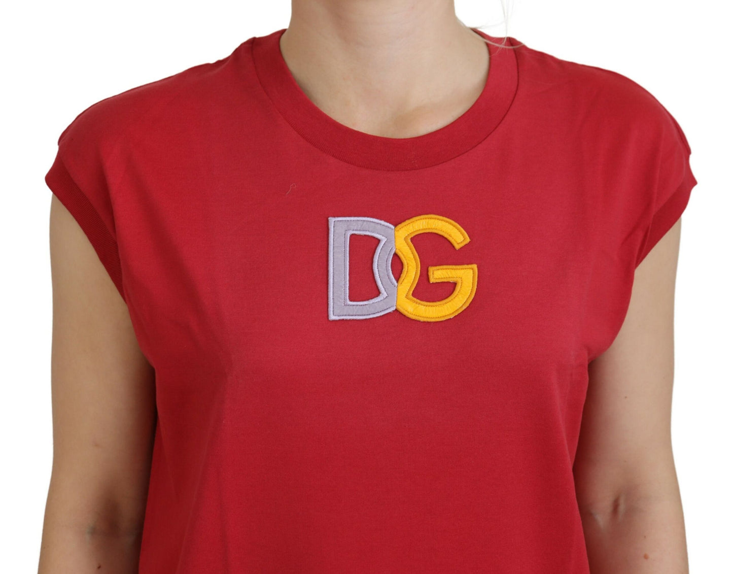 Camiseta sin mangas de algodón rojo con logo DG de Dolce & Gabbana
