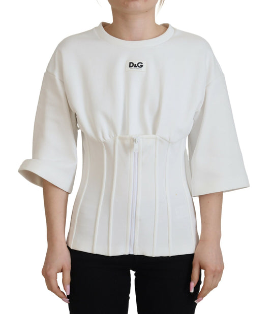 Top camiseta corsé de algodón elástico blanco Dolce & Gabbana