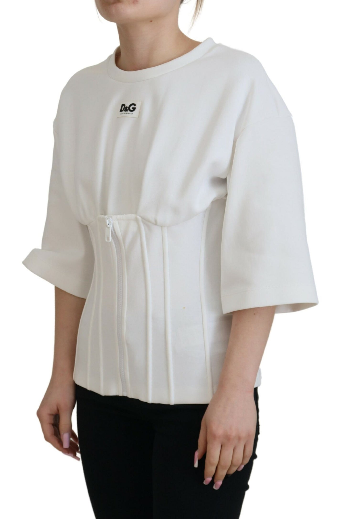 Top camiseta corsé de algodón elástico blanco Dolce & Gabbana
