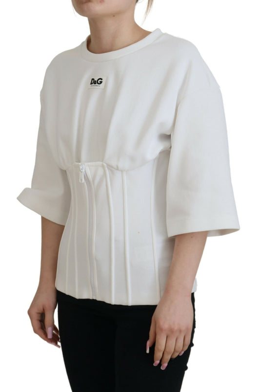 Top camiseta corsé de algodón elástico blanco Dolce & Gabbana