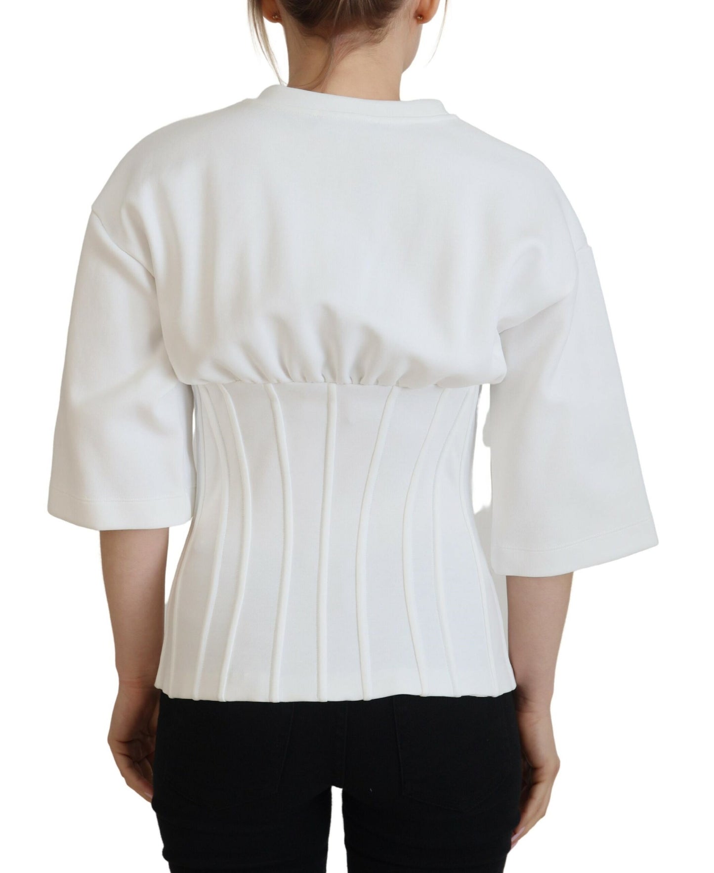 Top camiseta corsé de algodón elástico blanco Dolce & Gabbana