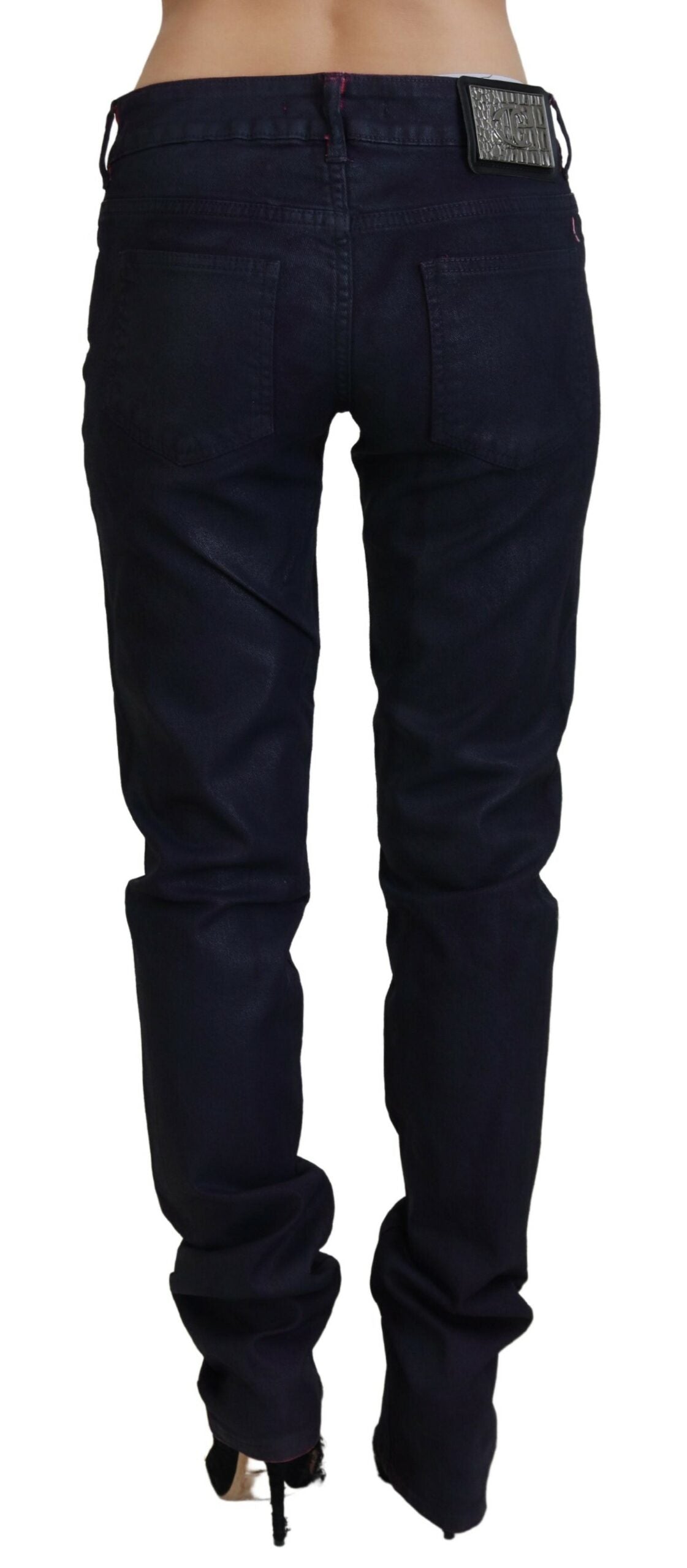 Just Cavalli Jeans Vaqueros de Mujer Ajustados de Talle Bajo de Color Negro