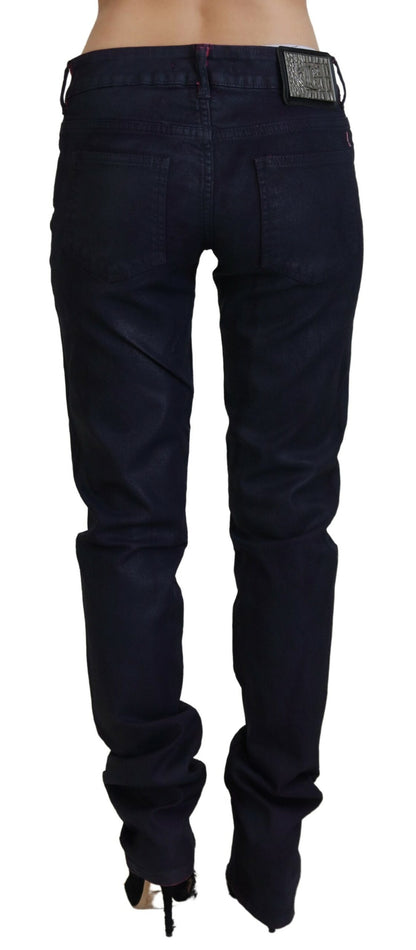 Just Cavalli Jeans Vaqueros de Mujer Ajustados de Talle Bajo de Color Negro