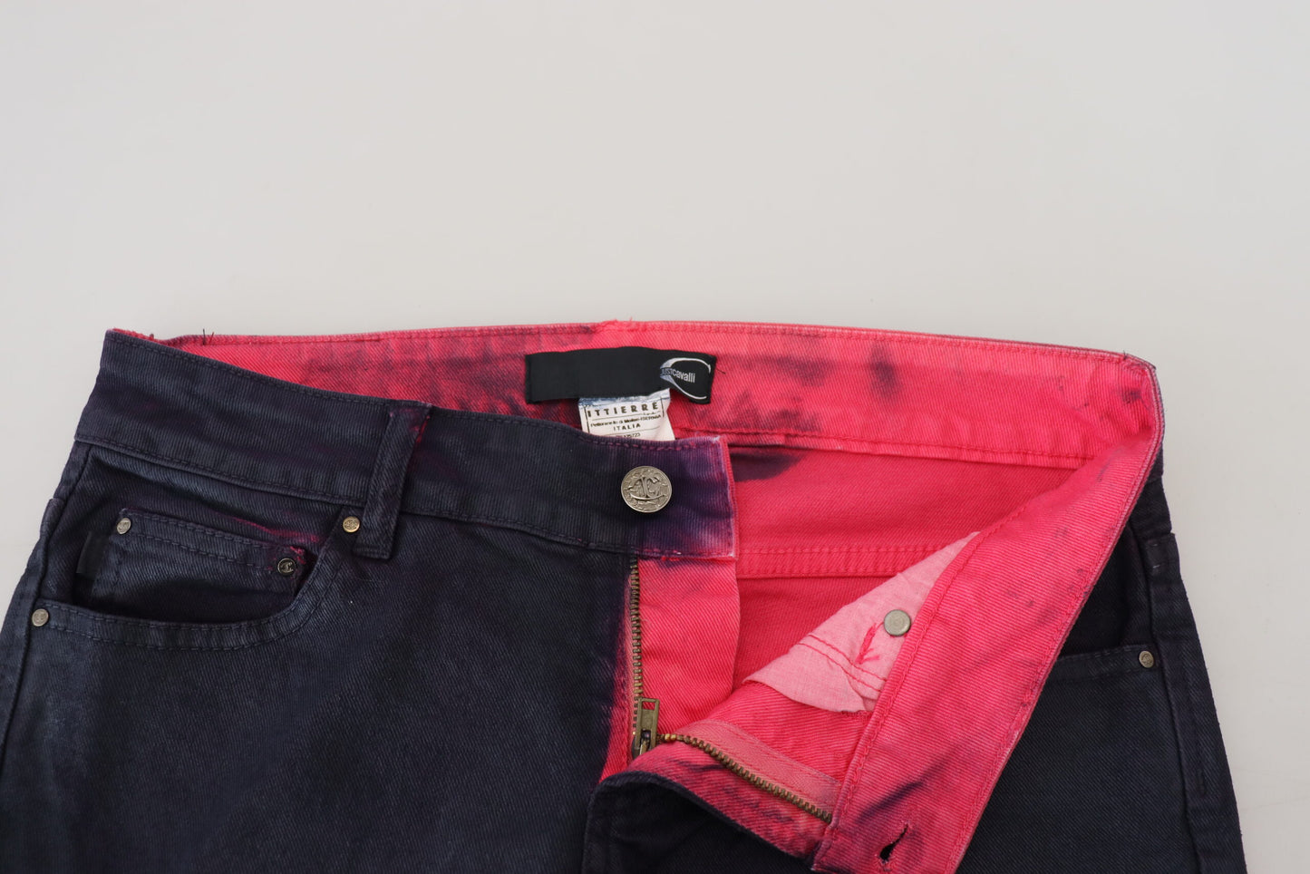 Just Cavalli Jeans Vaqueros de Mujer Ajustados de Talle Bajo de Color Negro