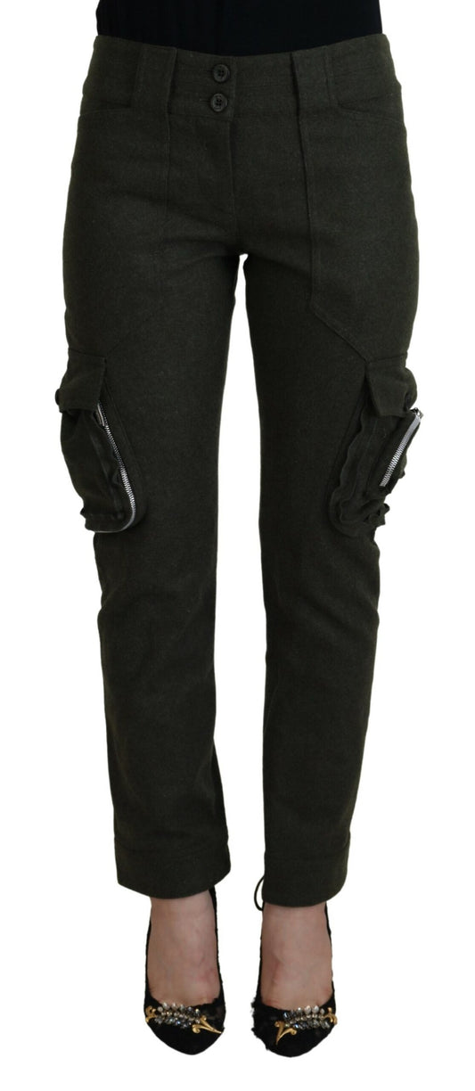 Pantalones cónicos Ermanno Scervino para mujer, de color verde y con cordones en la pernera