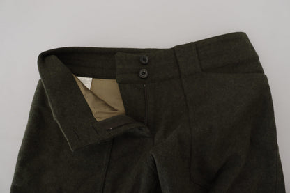 Pantalones cónicos Ermanno Scervino para mujer, de color verde y con cordones en la pernera