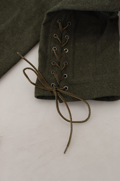 Pantalones cónicos Ermanno Scervino para mujer, de color verde y con cordones en la pernera