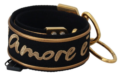 Dolce & Gabbana Correa de Hombro para Bolso de Latón con Logotipo Estampado Negro Dorado