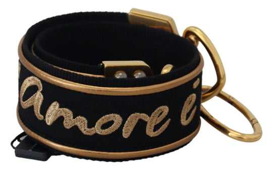 Dolce & Gabbana Correa de Hombro para Bolso de Latón con Logotipo Estampado Negro Dorado