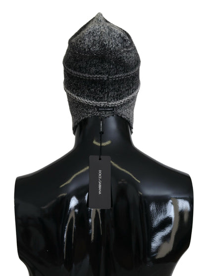 Gorro de punto Dolce & Gabbana gris cálido con forro polar y orejeras